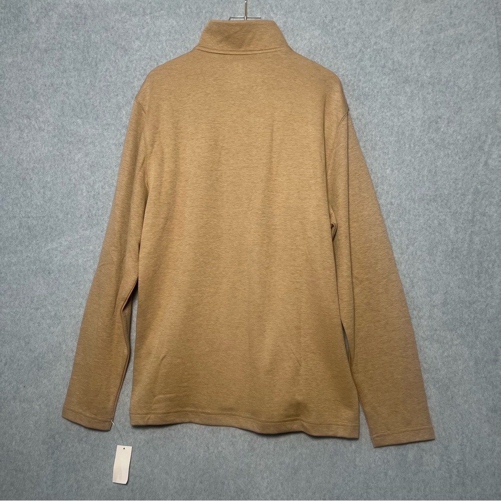 IZOD Luxury Classic Mens Tan Quarter-Zip Pullover NWT Size M - Picture 2 of 7